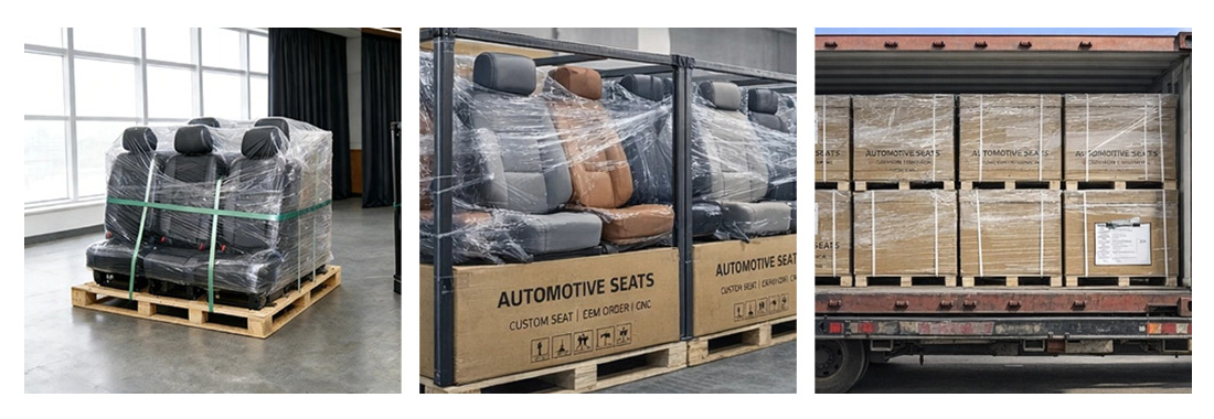 Export-grade industrial protective packaging featuring steel frame crates and wooden pallets for global shipping.