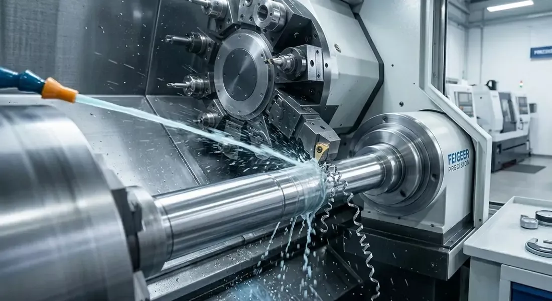 High-precision CNC turning process for motorcycle axle manufacturing.